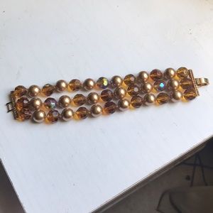 VINTAGE BRACELET CRYSTALS FAUX PEARLS